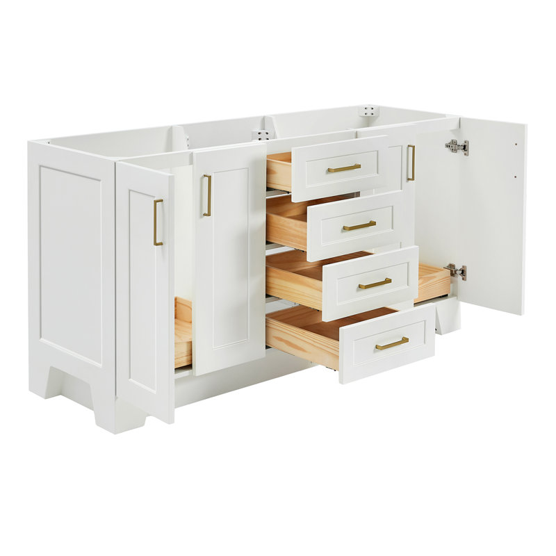 66'' Double Bathroom Vanity Base Only, White