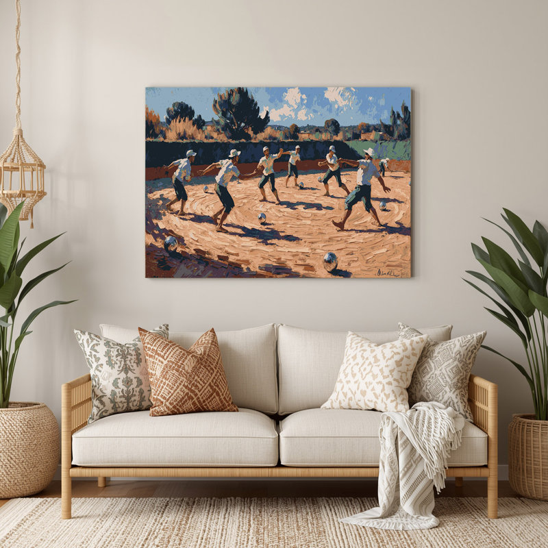 Sports Petanque Beige Metal Wall Art, 132" H x 168" W x 0.05" D