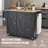 Kitchen Island Cart Rolling Storage Cabinet On Wheel With Drawer & Shelves (Not Include Stools)