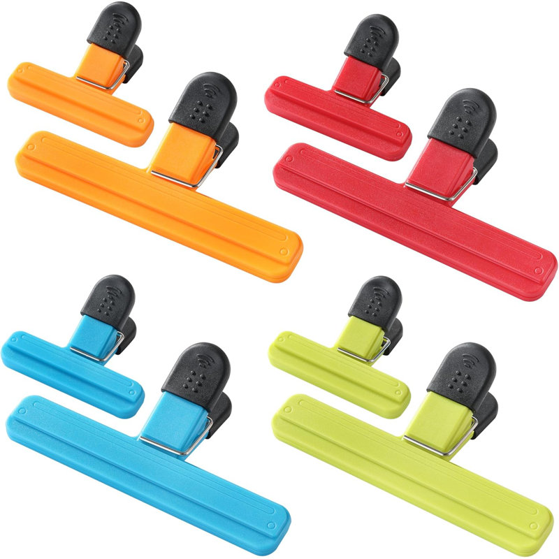 8PCS Chip Bag Clips, HIA Stylish Wide Open Bag Clips For Food Storage, Heavy Seal Grip, Assorted Size (6"*3.3" For 4 And 3"*2.5" For 4)
