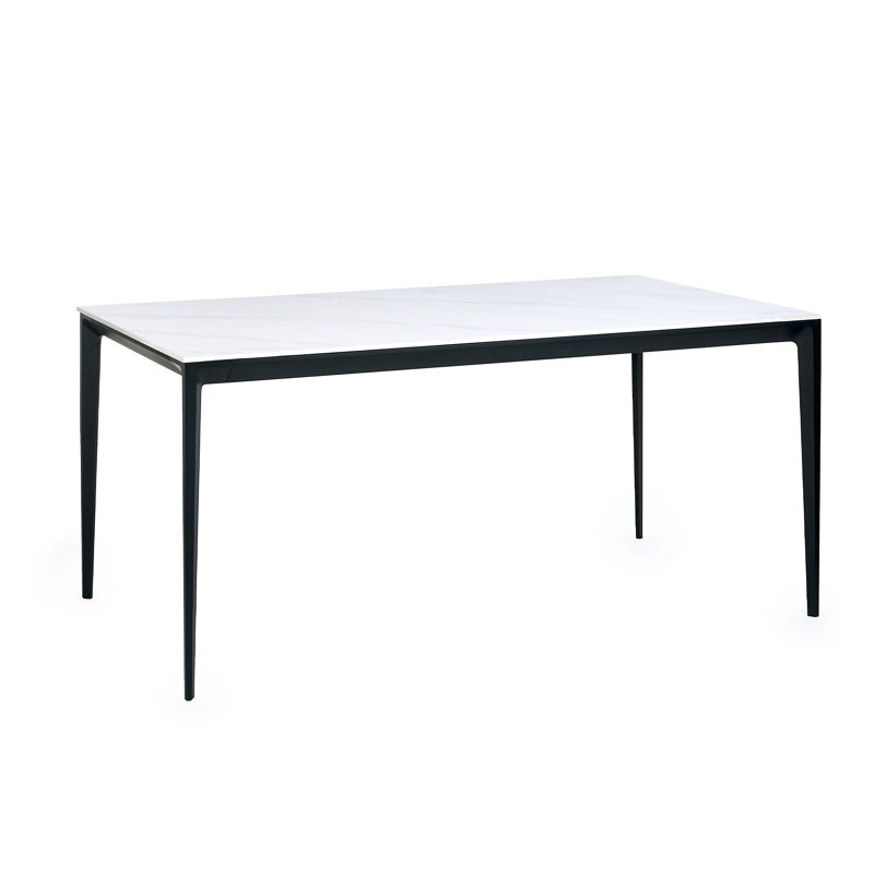 Dagon Stone Top Metal Base Dining Table, White Marble, H76 x L120 x W80cm