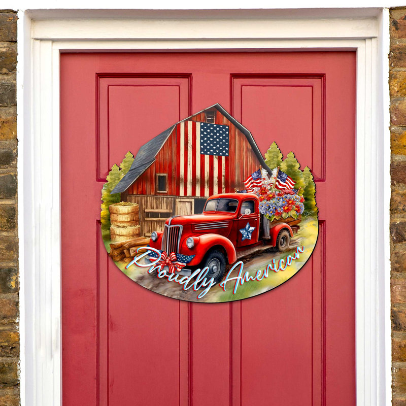 Proudly American Decorative Holiday Door Décor by G. DeBrekht, 22" H x 20" W x 1" D
