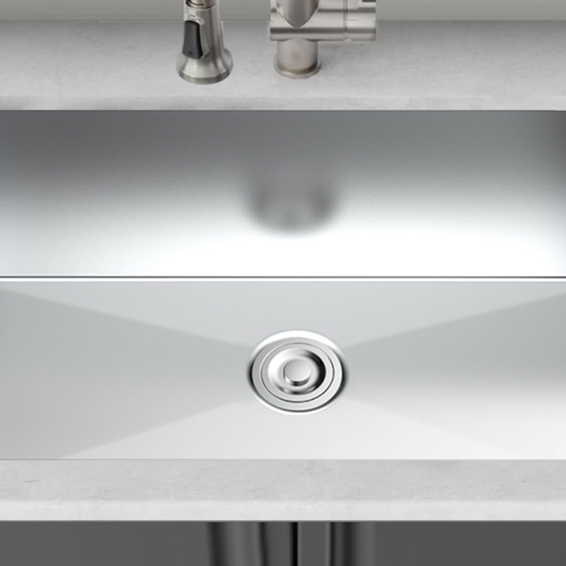 Single Bowl Stainless Steel Kitchen Sink, 10" H x 32" W x 19" D