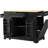 Striped Kitchen Island with Trash Can Storage Cabinet, Power Outlet, Internal Storage Shelves, 5-Wheel Rolling Kitchen Island, 3 Drawers, 3 Open Shelving for 10-Gallon Trash Can, Black-1445329819