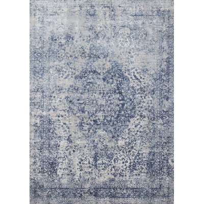 Tapis bleu tissé à la machine Jent