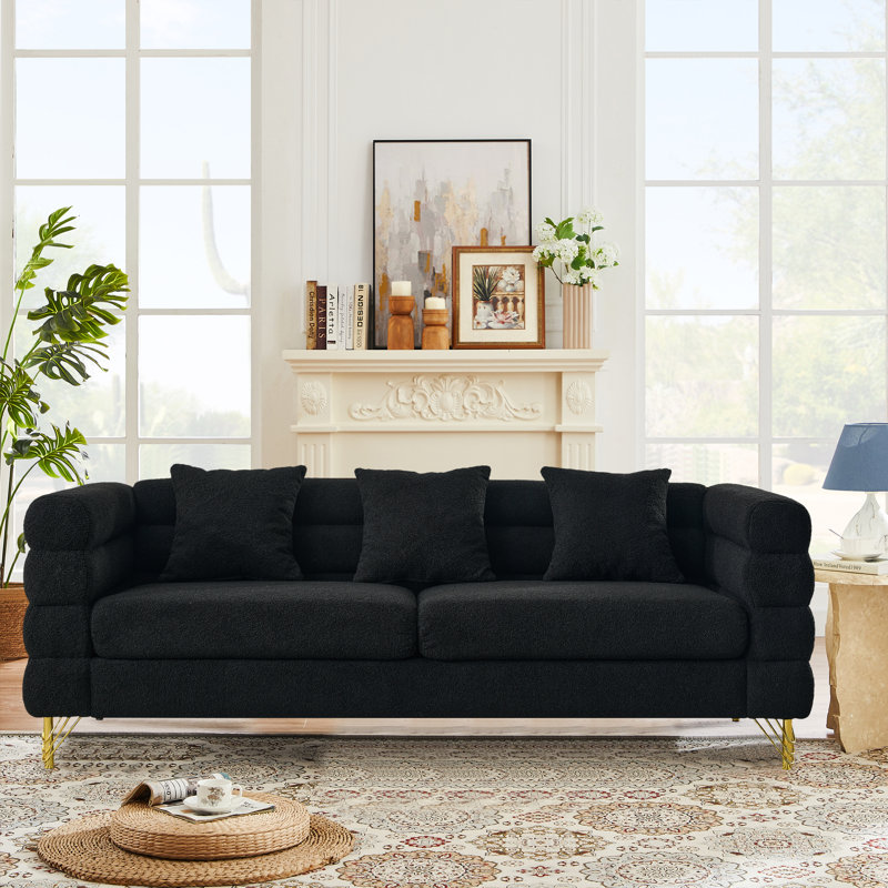 81'' Teddy Sofa, Black Velvet