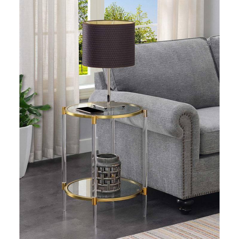Carolina Acrylic Glass Round End Table, Gold