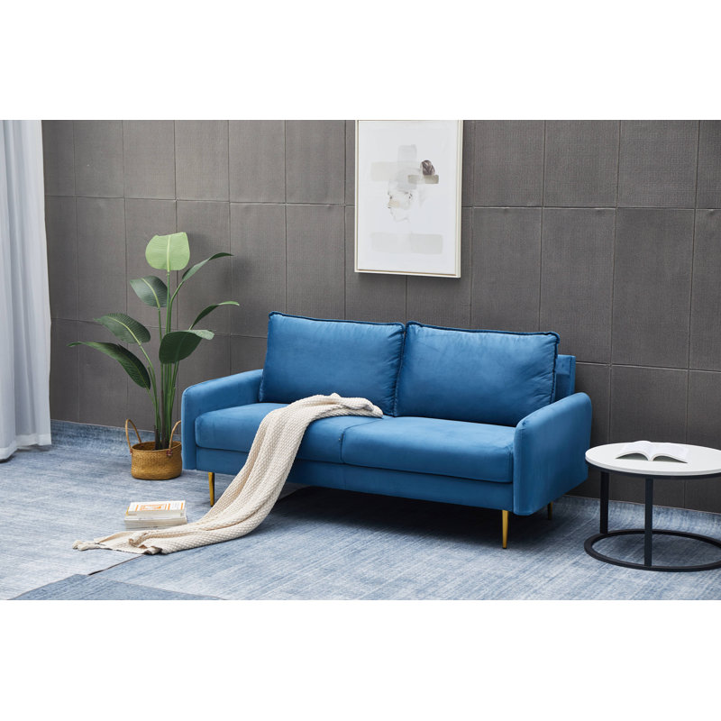 Emteas 57.3'' Velvet Loveseat, Prussian Blue Velvet, 34" H x 57.3" W x 32" D