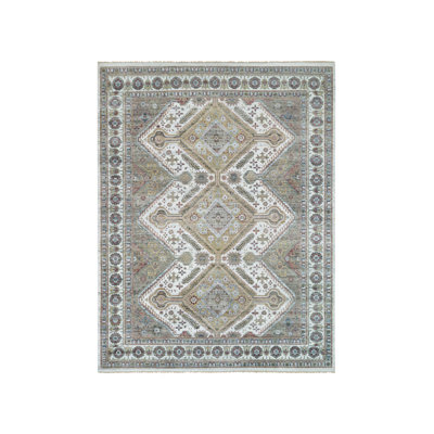 Tapis oriental rectangulaire en laine noué à la main 13 pi 8 po x 17 pi 9 po - MOA10265817
