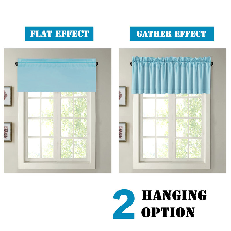 2 Panels Blackout Curtain Valances for Kitchen Windows/Bathroom/Living Room/Bedroom Privacy Decorative Rod Pocket Short Window Valance Curtains
