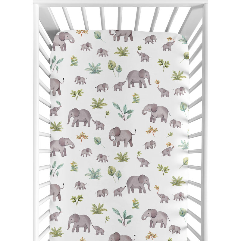 Drap-housse pour lit de bébé Watercolor Elephants par Sweet Jojo Designs