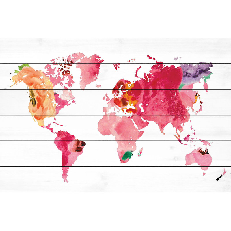« floral map »-impression, H 24 po x l 36 po x P 1,5 po, Bois blanc