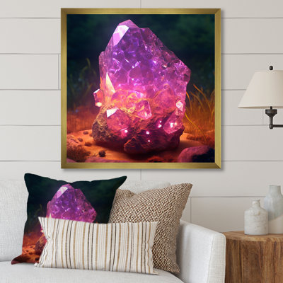 «Purple Gold Vibrant Stones - Stone Geode», art mural sur toile