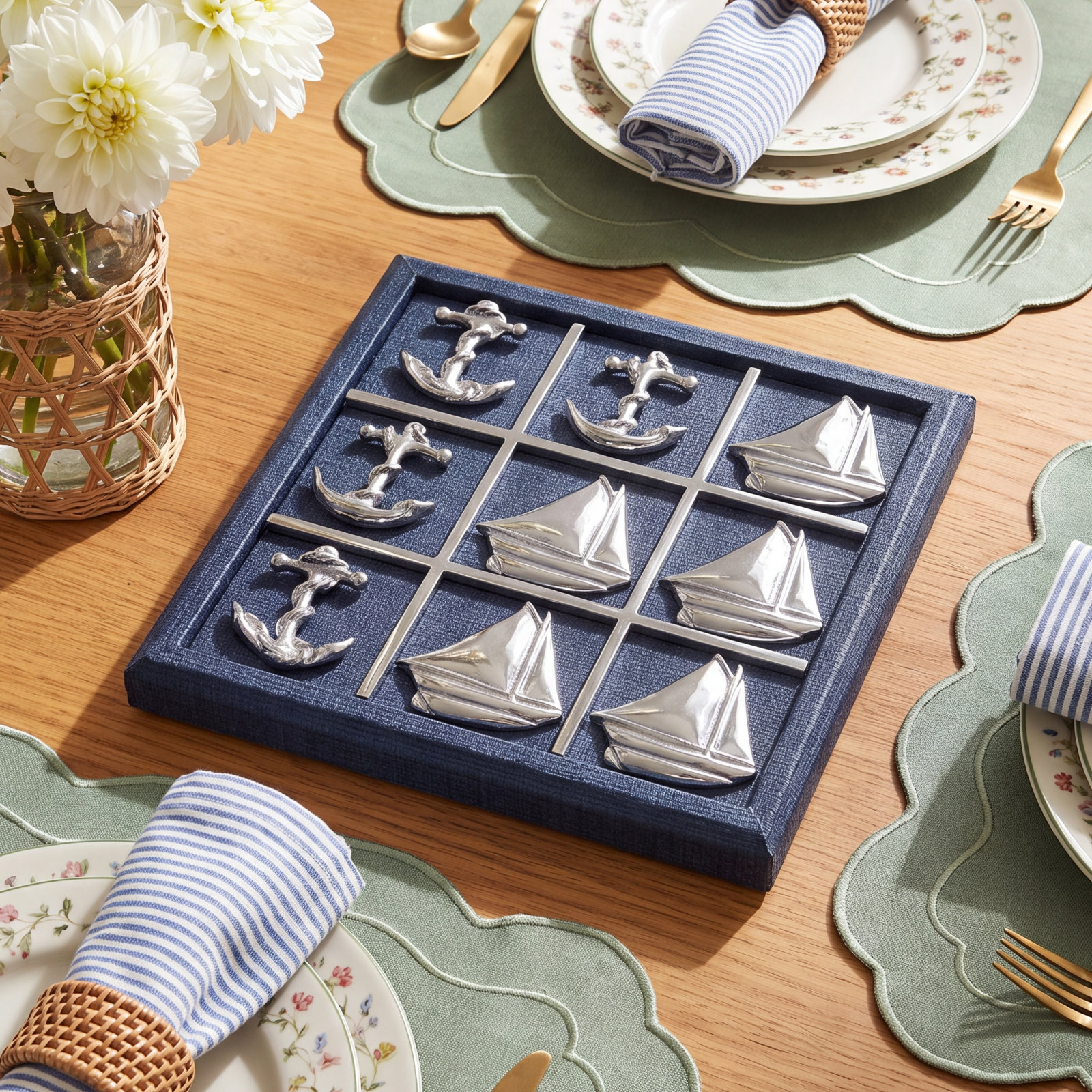 Faux Grass Cloth Tic-Tac-Toe Set