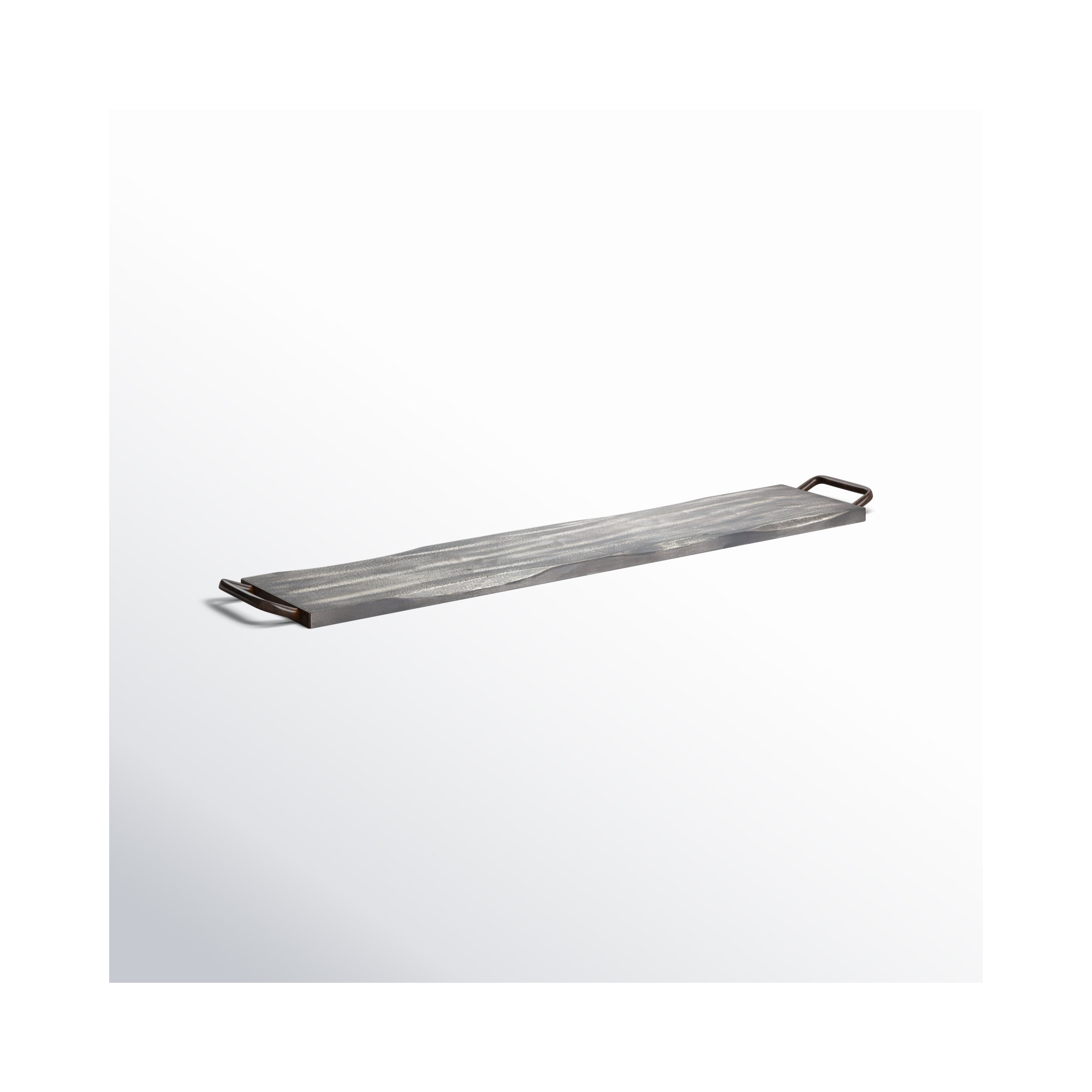 Alina Metal Tray - Set of 1, 2" H x 39" W x 7" D, Gray