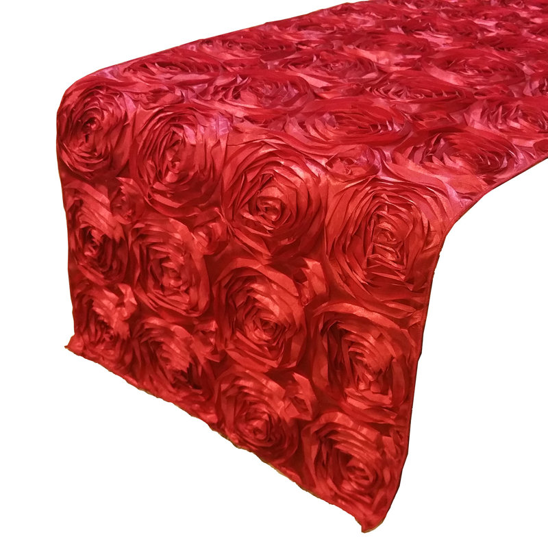Floral Table Runner, Red, 12" W x 72" L