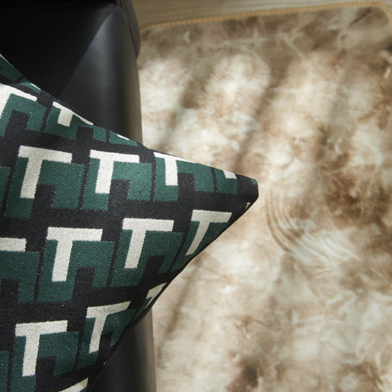 Housse de coussin noir à motif géométrique moderne, Vert / noir