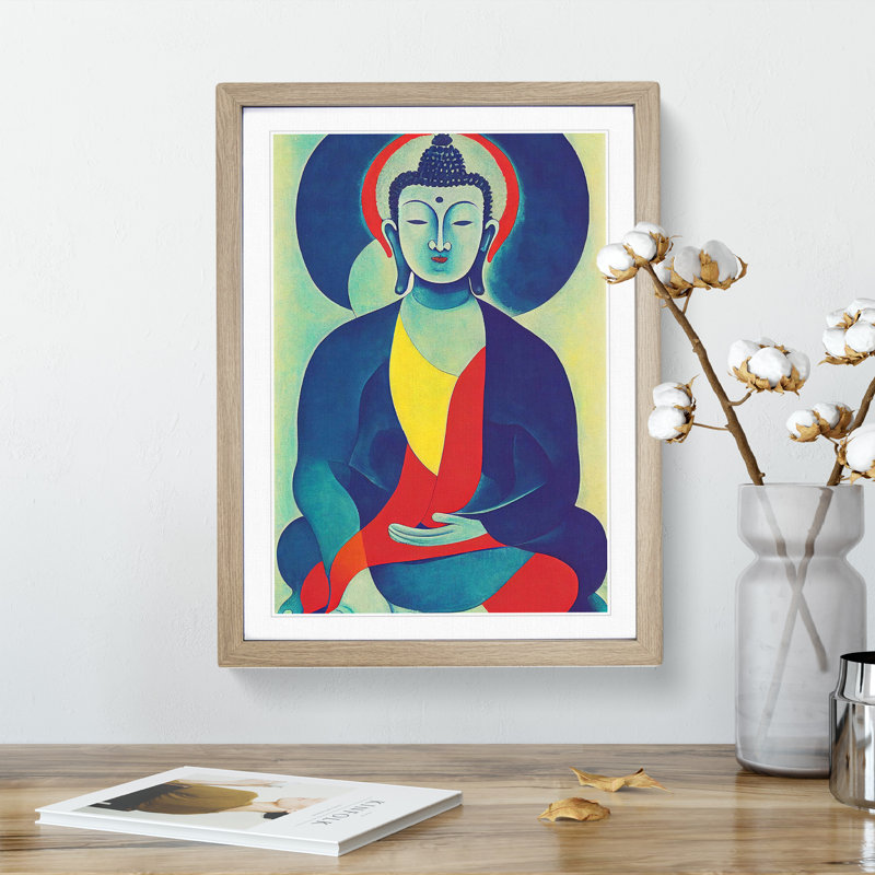 Buddha - Framed Print, 46cm H x 34cm W x 2cm D, Oak
