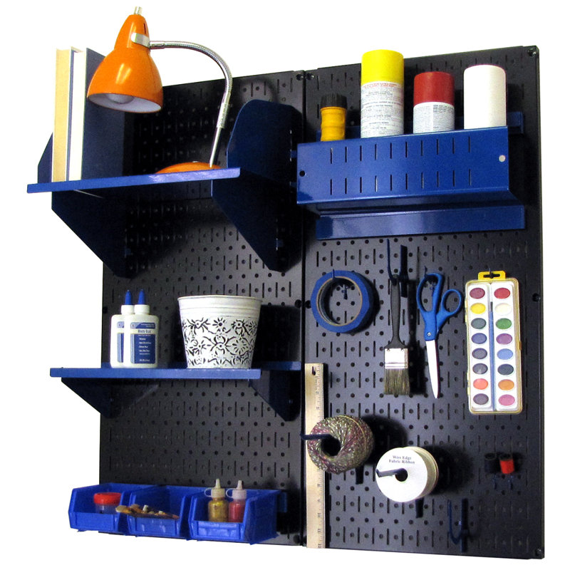 Hobby Craft Pegboard Organizer Storage Kit, Black and Blue