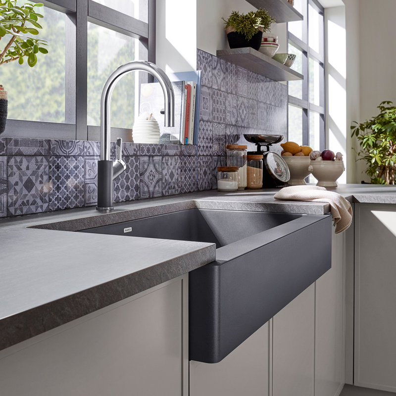 Vintera SILGRANIT 30" L X 19'' W Farmhouse Sink, Concrete Gray