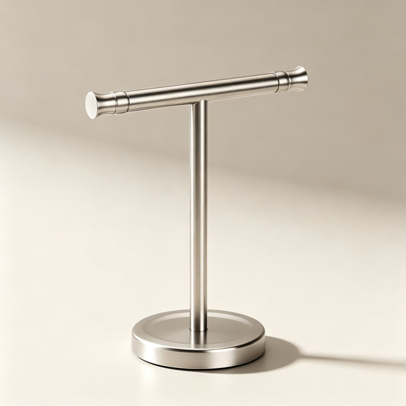 Free Standing Hand Towel Holder Stand for Bathroom Vanity Countertop, SUS304 Stainless Steel T-Shape Towel Rack with Weighted Base, Rust Resistant Towel Bar for Bathroom and Kitchen, Easy Assembly, Brushed Nickel Finish