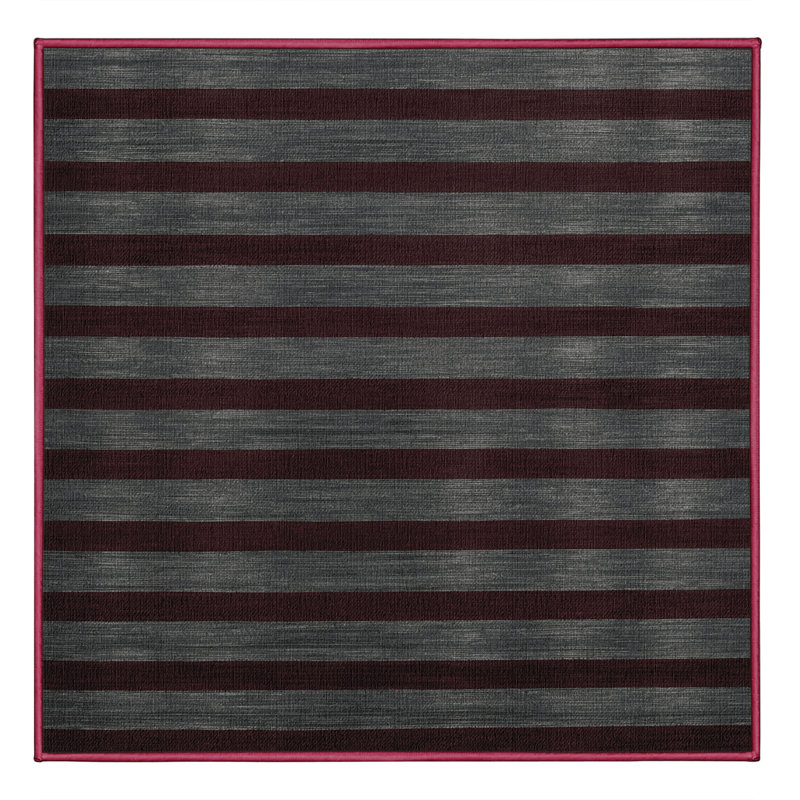 Machine Washable Horizontal Stripes Brown Area Rug, Square 5'
