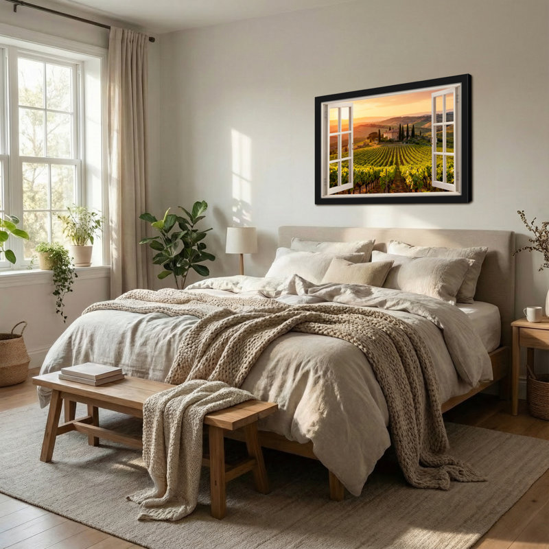 «Landscape & Nature Open Window Vineyard Sunset Landscape View», H 12 po x l 18 po