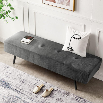 39.4" Corduroy Upholstered Bench