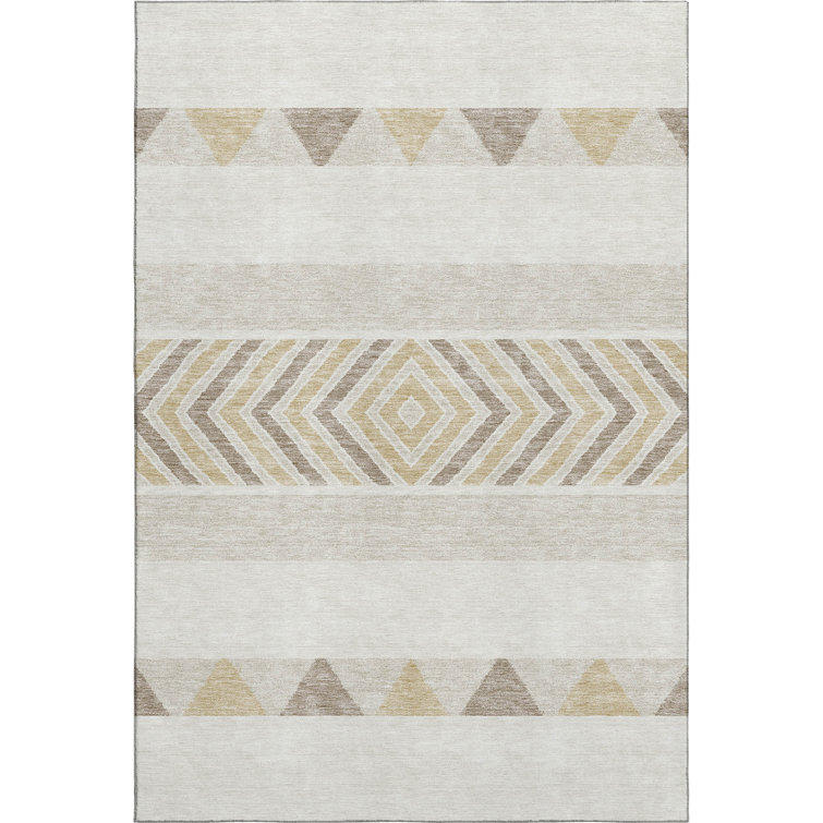 Premium Machine Washable Prisco Ivory Rug