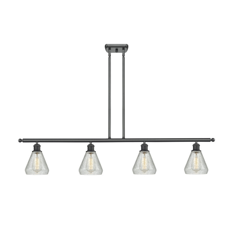 Berlin 4 - Light Kitchen Island Pendant, Matte Black, Clear Crackle, No Bulb Included