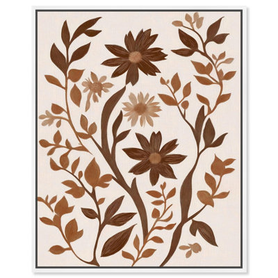 Sepia Sepal III Canvas Boho Floral Print by Art Remedy