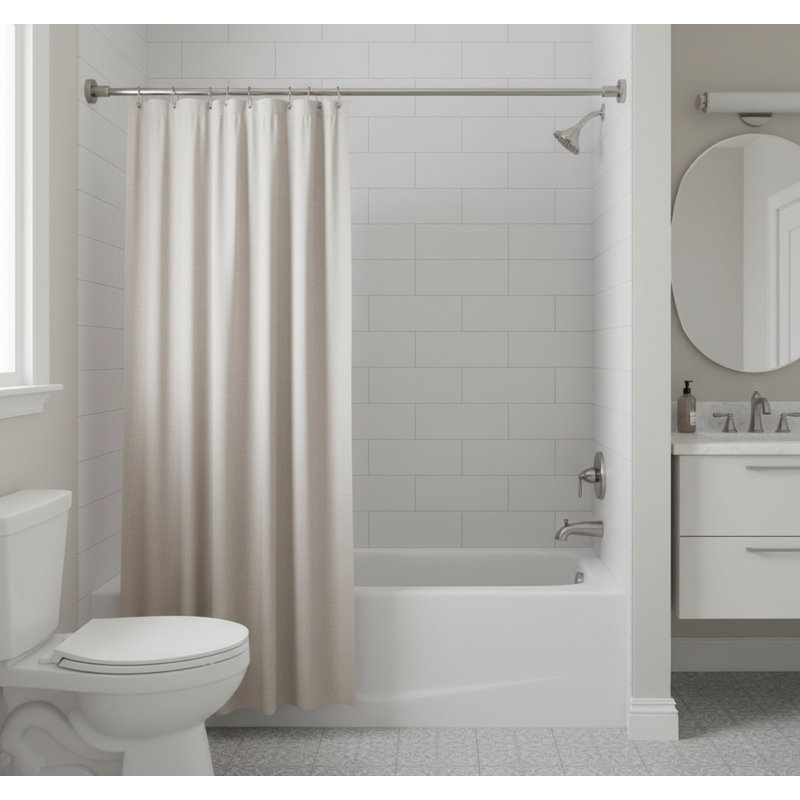 Adjustable Spring Tension Shower Curtain Rod 43-73", No Drill Non-Slip Metal Steel Rod, Brushed Nickel