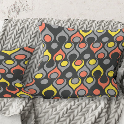 Coussin décoratif rétro à imprimé abstrait rétro Mid-Century