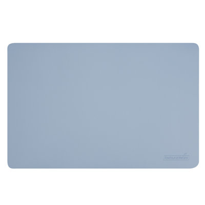 -17.7 x 12 Inch Dining Table Placemats, Set Of 6 Durable Kitchen Table Mats - Heat-Tolerant, No Stain, Light Blue Vinyl Rectangle Placemats, Embossed, Easy To Clean- 
