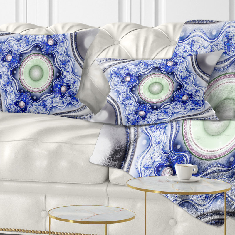 Motif bleu sur blanc avec cercles - imprimé abstrait