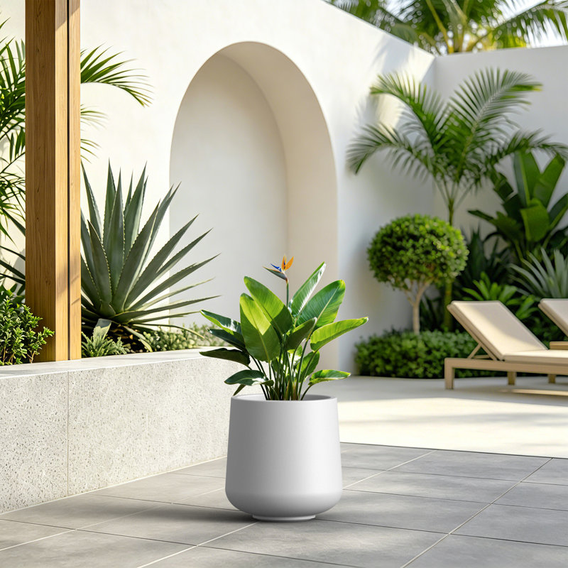 Pot à ciment en béton robuste de 13 po H x 11,5 po H pour le patio et le jardin, H 13,39 po x l 11,61 po x P 11,61 po