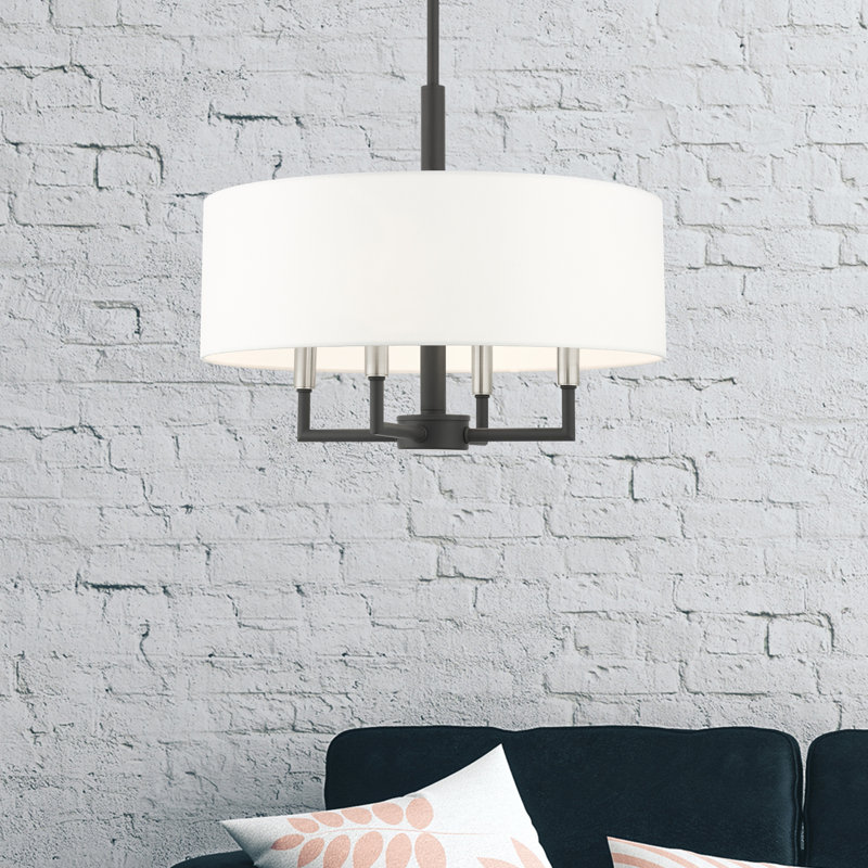 Luminaire suspendu tambour simple à 4 lumières Alirah, Noir