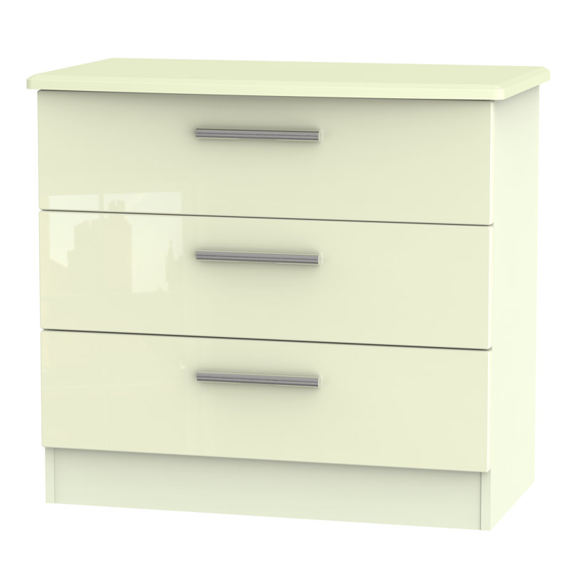 Fully Assembled Yvette 3 Drawer Chest, Cream