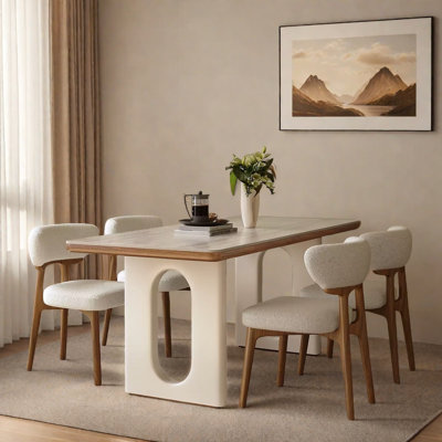 Solid wood rectangular retro dining table set