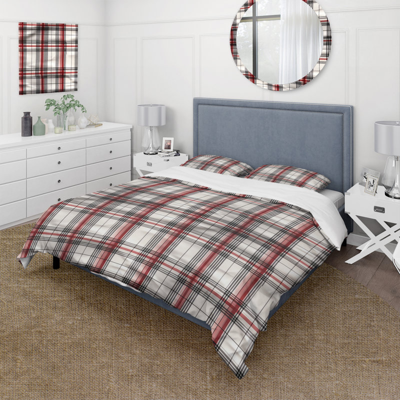 Literie rustique en tissu écossais, Housse de couette pour très grand lit et 2 très