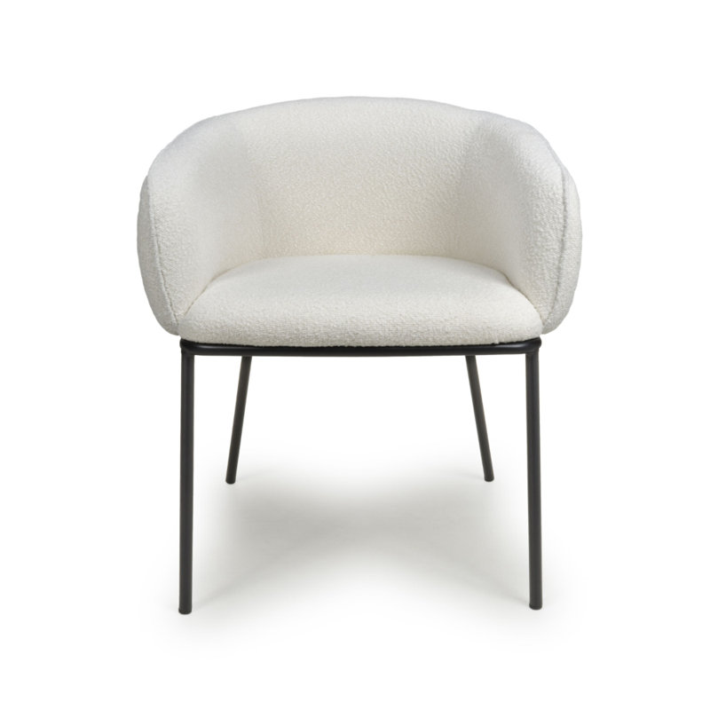 Lola Boucle Dining Chair, White