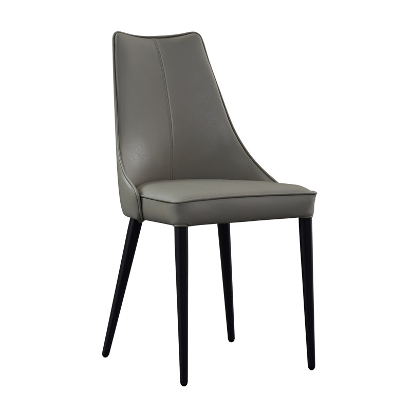 Leather Upholstered Dining Chair, Light Gray