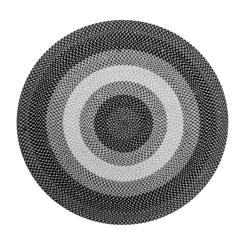 Tapis gris en laine tressé géométrique Beachmont, Rond 72 po x 72 po