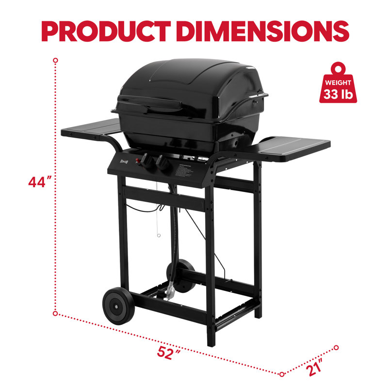 Feasto 2-burner Propane Gas Grill With 26,500 Btu Cooking Power, Porcelain-enamel Main Body And Lid, Propane Bbq Grill With Side Tables For Food Prep, Perfect For Patio, Backyard, Poolside Gatherings