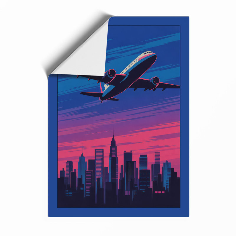 Flight Over City Modern - Framed Print, A3 - 42.0 x 29.7 cm, Unframed
