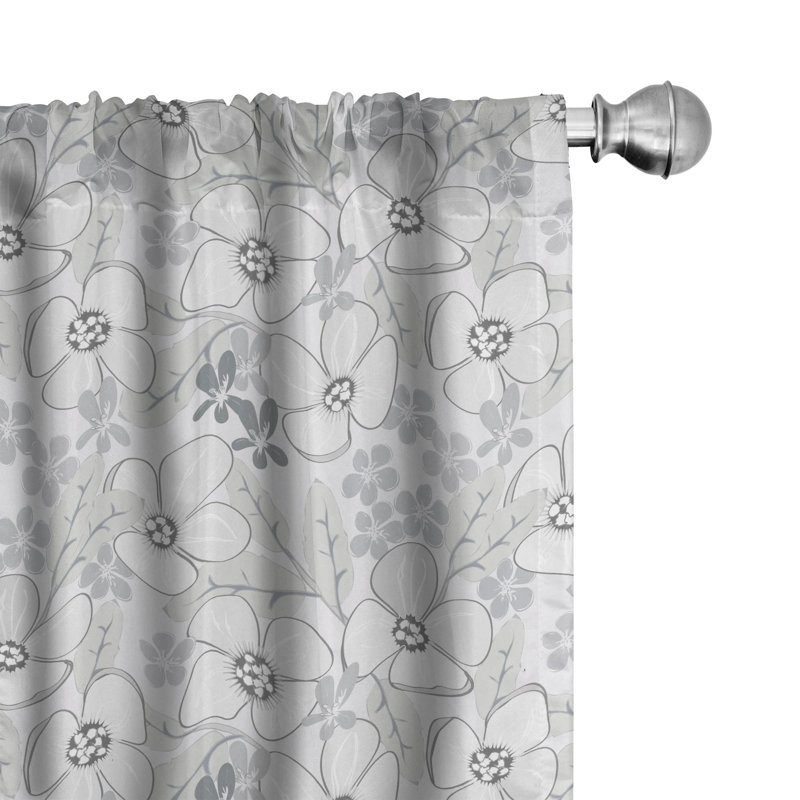 Floral Semi-Sheer Rod Pocket Curtain Panels, 28" x 63"