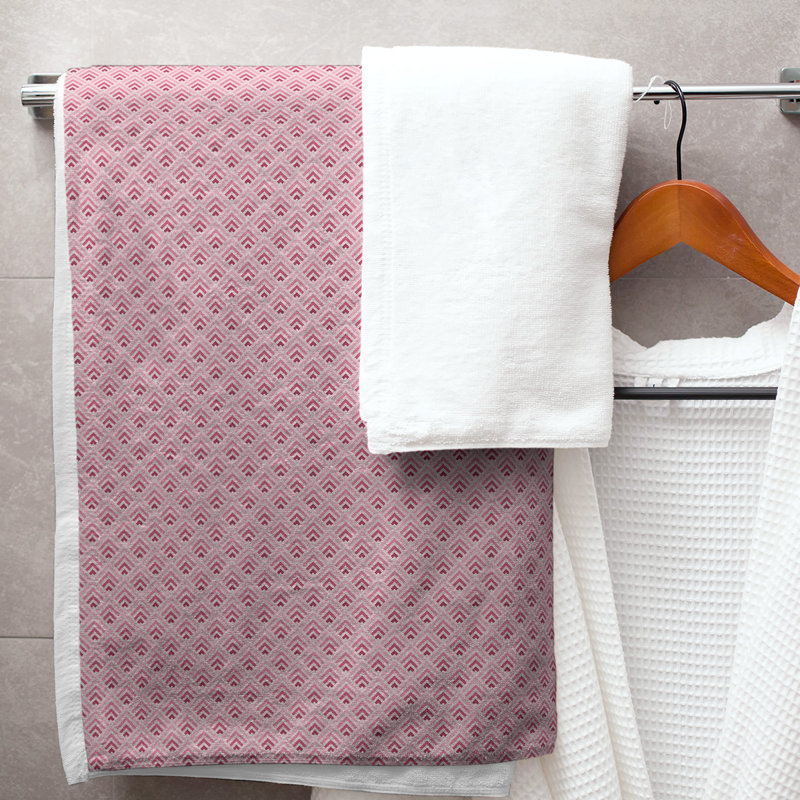 Katelyn Elizabeth Cotton Blend Bath Towel, Pink/White