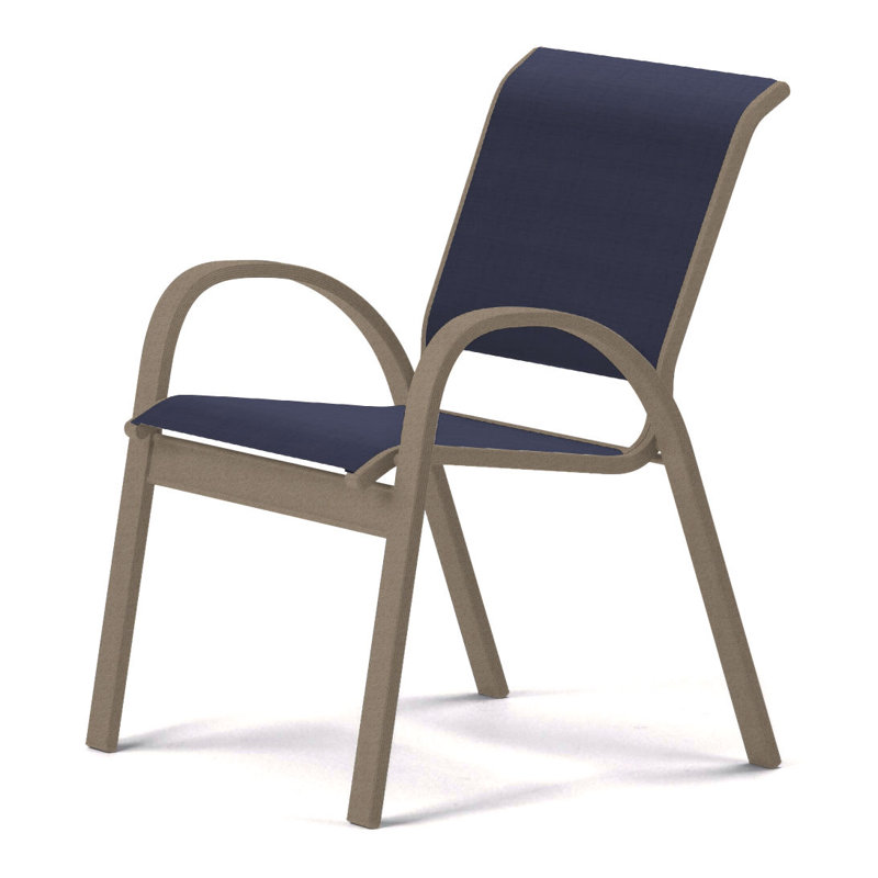 Aruba 1 Outdoor Dining Armchair, Textured Desert, Navy 13D Sunbrella®