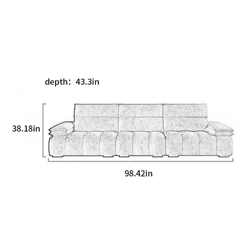 Canapé français simple et rétro, 3, H 38,18 po x l 98,42 po x P 43,3 po