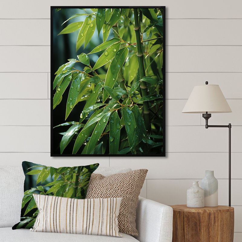 " Bamboo Sunset Photography III ", Black Floater Framed, 44" H x 34" W x 1.5" D